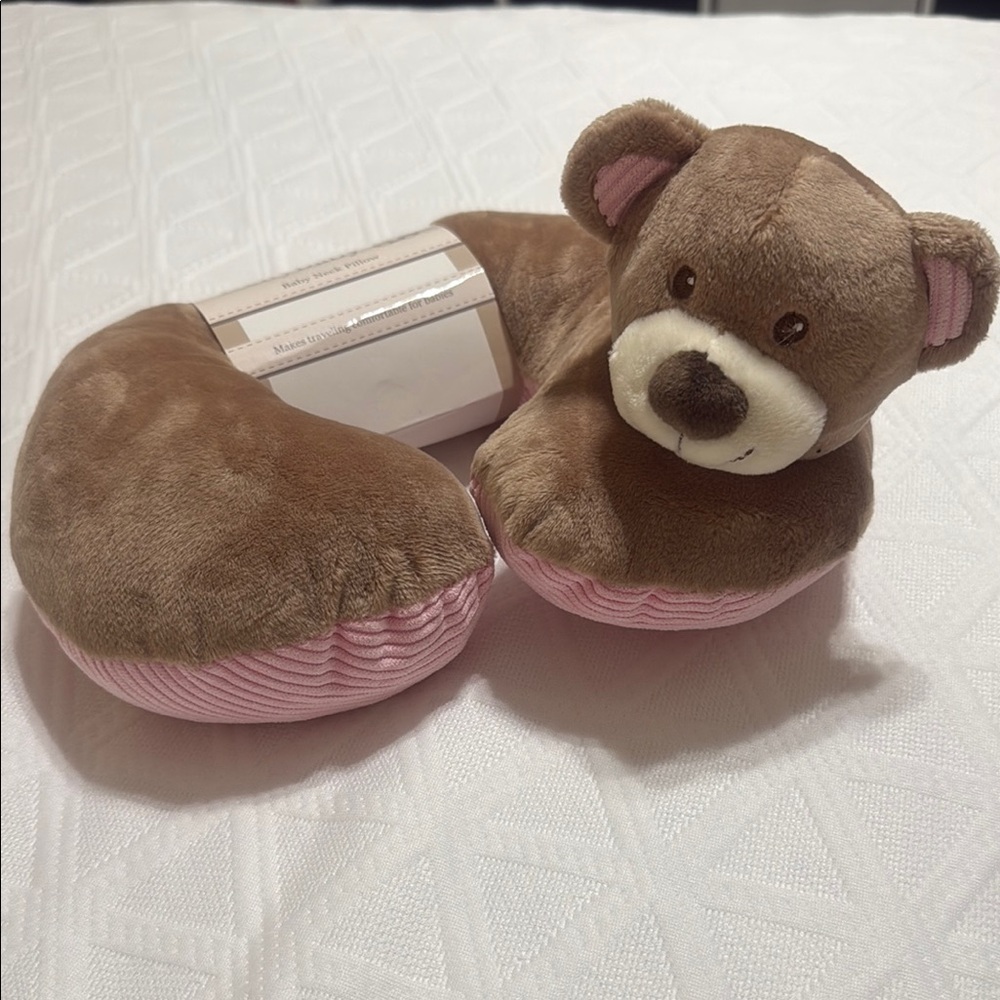 Brown and Pink Teddy Bear Neck Pillow